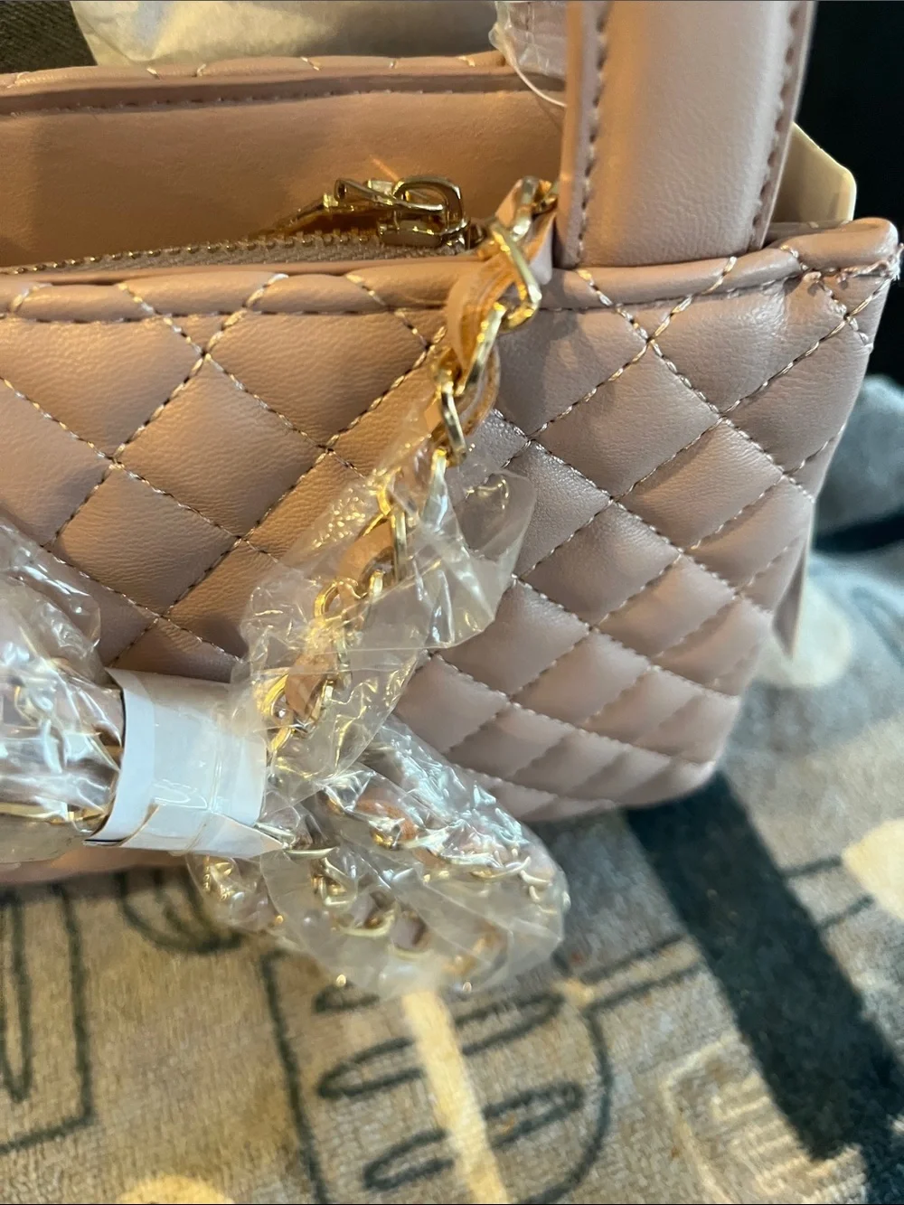 bebe Quilted Mini Satchel in Dusty Pink